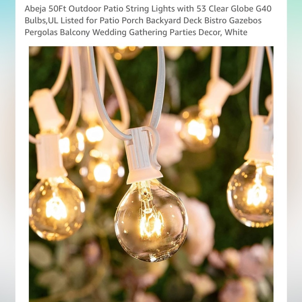 50ft White Globe String Lights